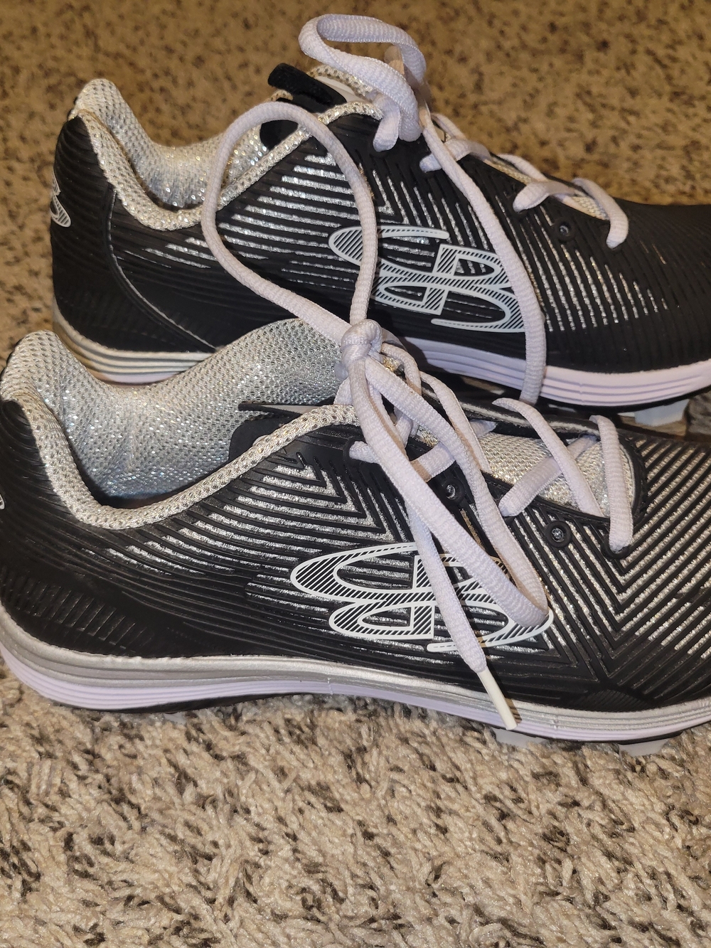Boombah Black and Silver Focus DPS Faded Molded Cleats White Size 8.5